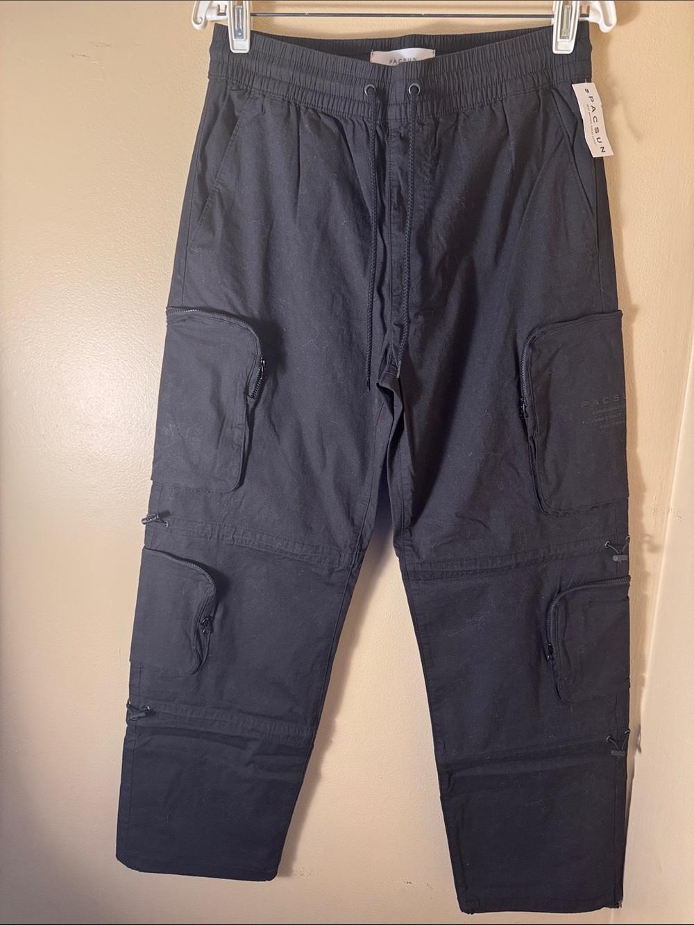 PacSun Black Men’s Cargo Pants with Multiple Zip Pockets